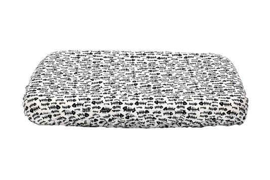 Memory foam cat bed cover with black fishbones