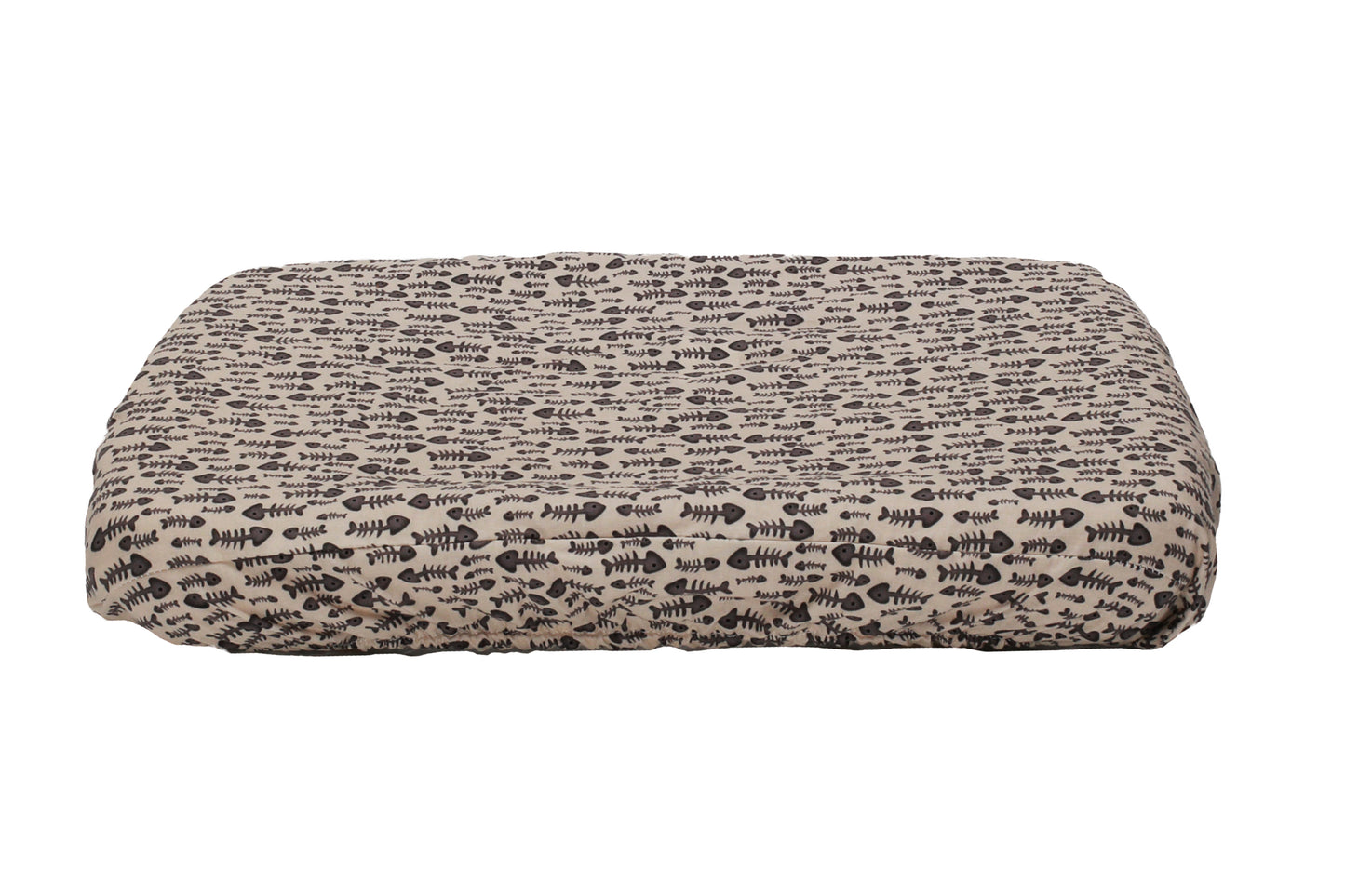 cat bed cover with beige fish bones