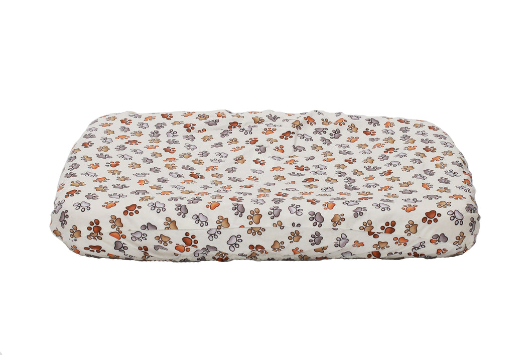 Dog bed cover with paw prints